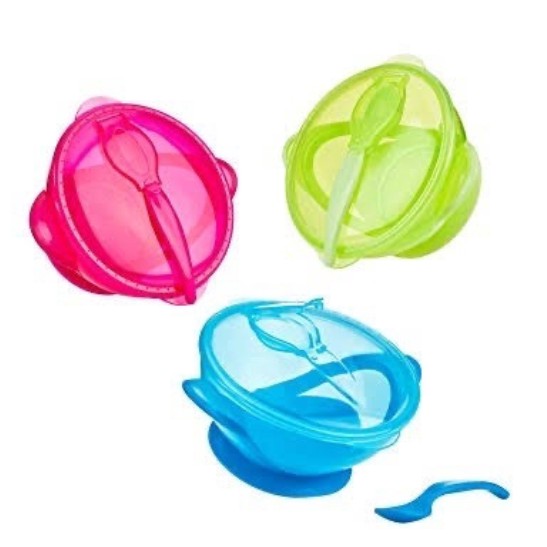 Nuby Garden Fresh Suction Bowl 'n Spoonlid -  Easy Go Suction Bowl and Spoon
