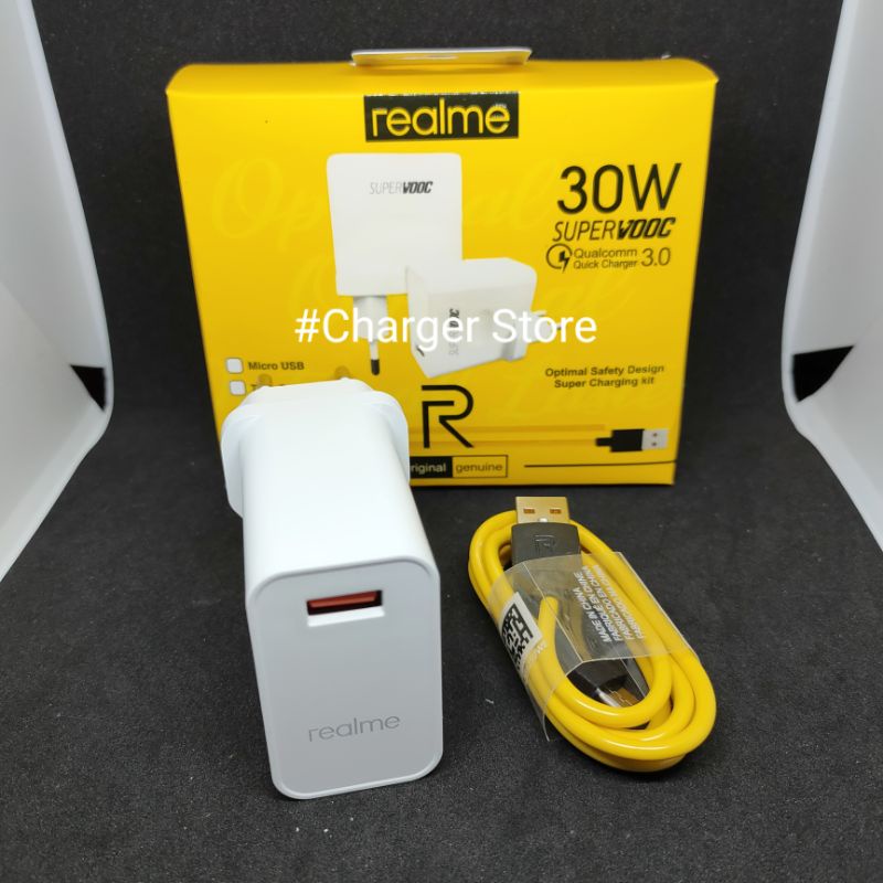 Charger Realme ORIGINAL 30W 6A Fast Charging SUPER VOOC Micro USB CHARGER 30 WAT