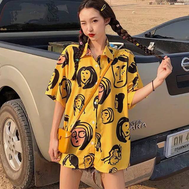 AFI - SALE - Kemeja Oversize Leher Lapel Kartun-3