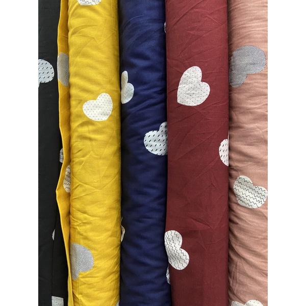 kain rayon motif love hati heart meteran