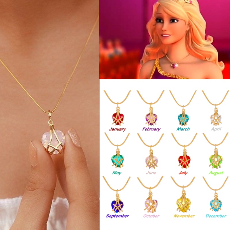 Kalung Rantai Lapis Emas 18K Dengan Liontin Batu Zircon Kubik Model Kastil Barbie Untuk Wanita