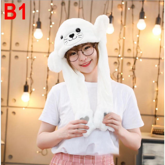 Bunny Head LED TikTok Topi Kelinci Telinga Bisa Gerak + Lampu LED - Motif B