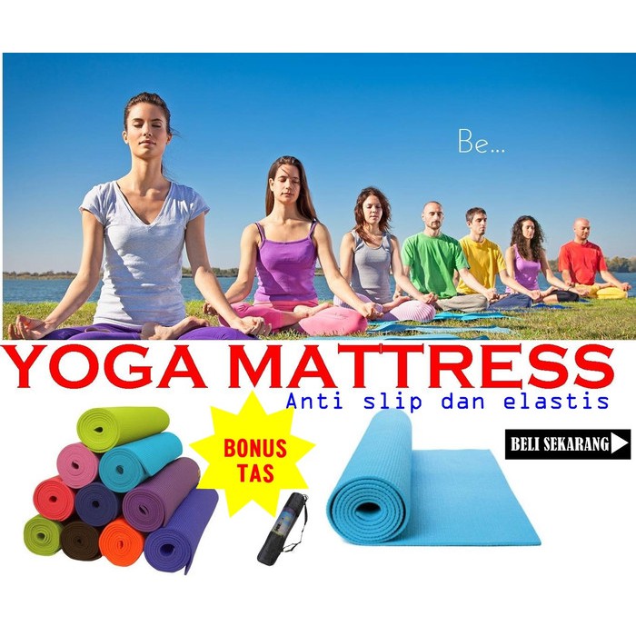 6 MM VERSI BARU PREMIUM EVA yoga mat BONUS TAS jaring MATRAS YOGA ECO-FRIENDLY warna random