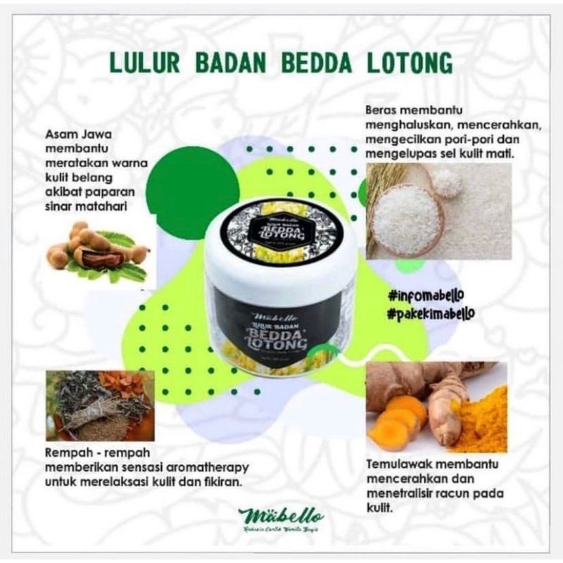 MABELLO LULUR BADAN BEDDA LOTONG ORIGINAL BPOM