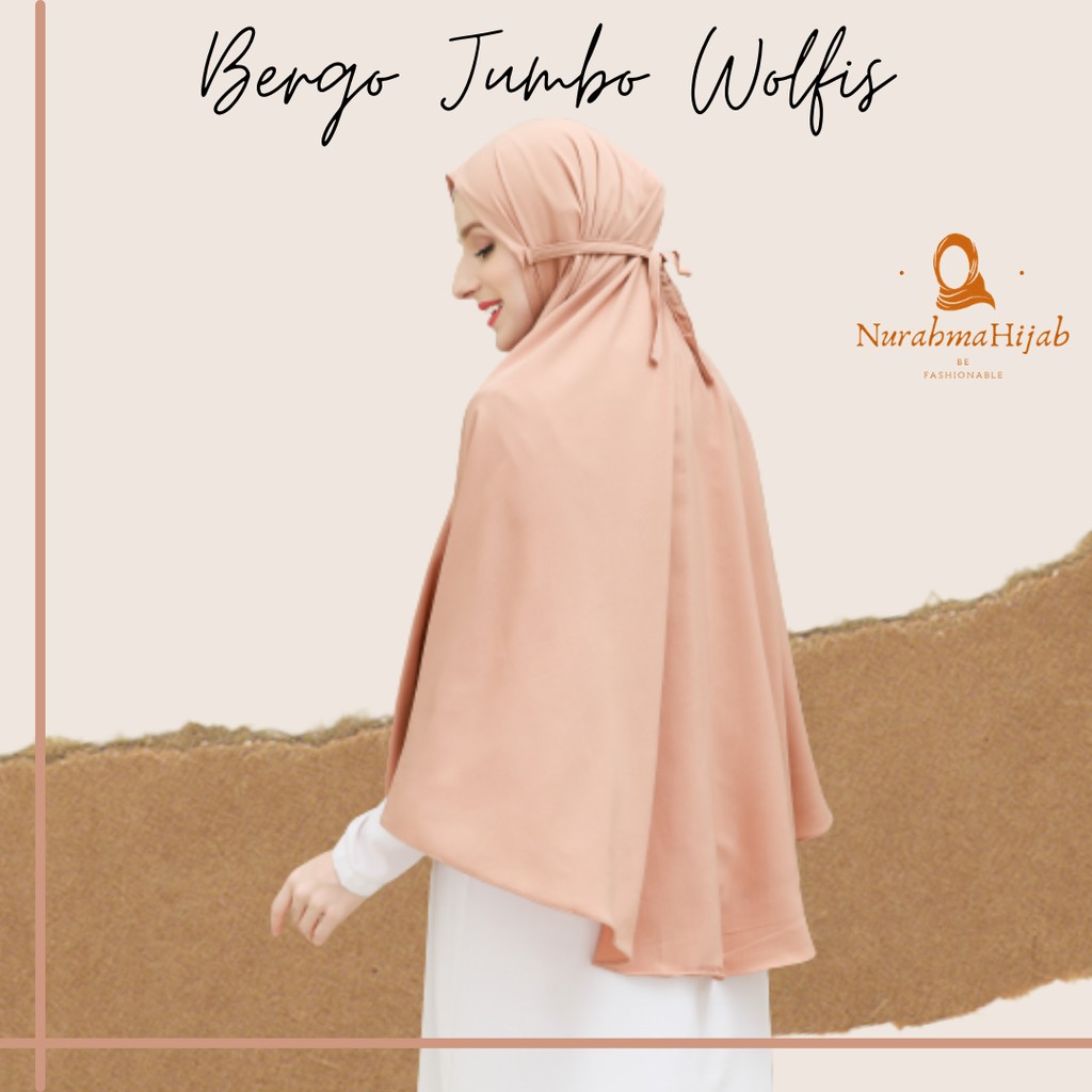 Khimar Bergo Jumbo Wolfis Non Ped / Khimar Jumbo Tali Non Ped / Hijab Instan Maryam Syari