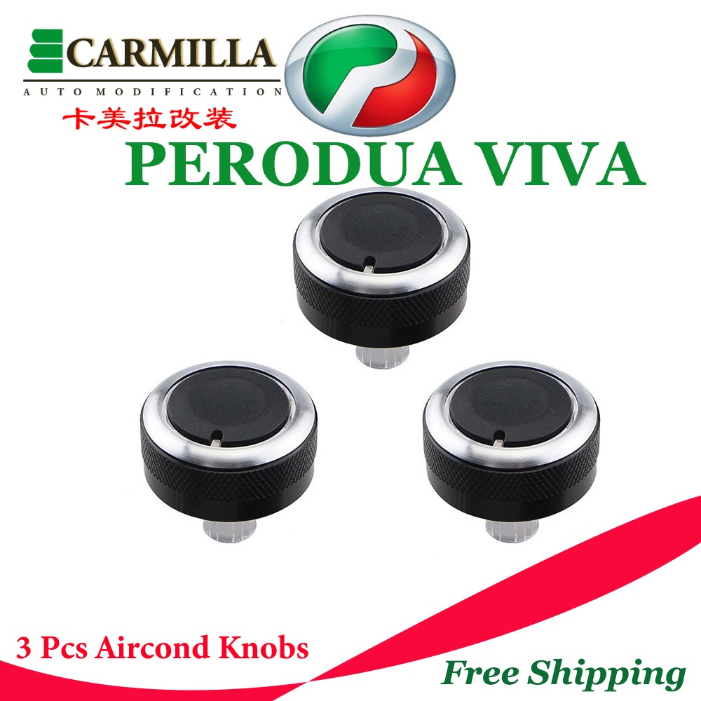 3pcs / Set knob Ac Bahan Aluminum Alloy 3 Warna Untuk Perodua Viva