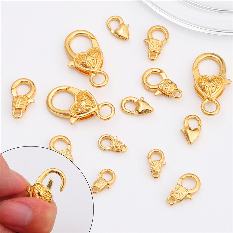Konektor Jepit Lobster Lapis Emas 18k Untuk Membuat Perhiasan Kalung / Gelang Diy