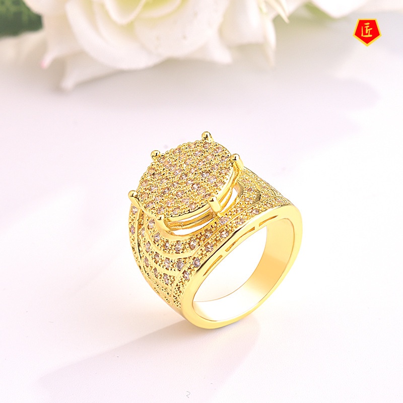 [Ready Stock]Women's 18K Gold Micro-Inlaid Diamond Ring
