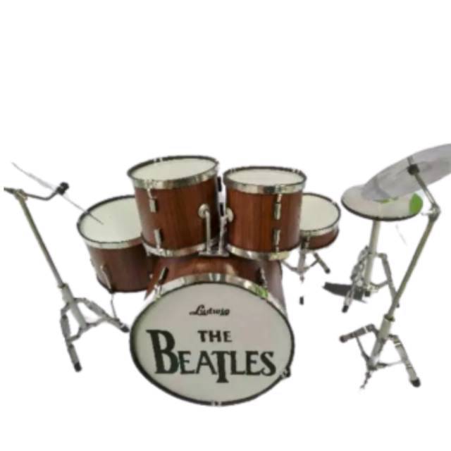 (BISA COD) MINIATUR DRUM BAND THE BEATLES BAHAN STAINLESS MIKA PLASTIK 30x25x18 cm PAJANGAN DEKORASI