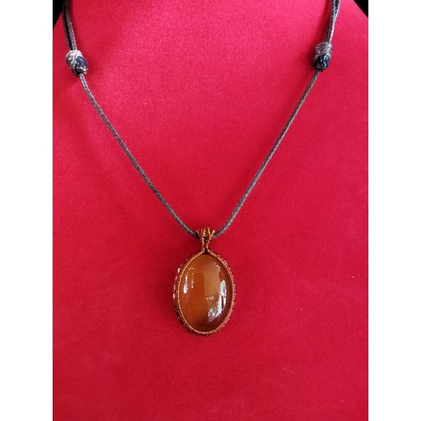 Kalung etnik liontin batu akik sankis