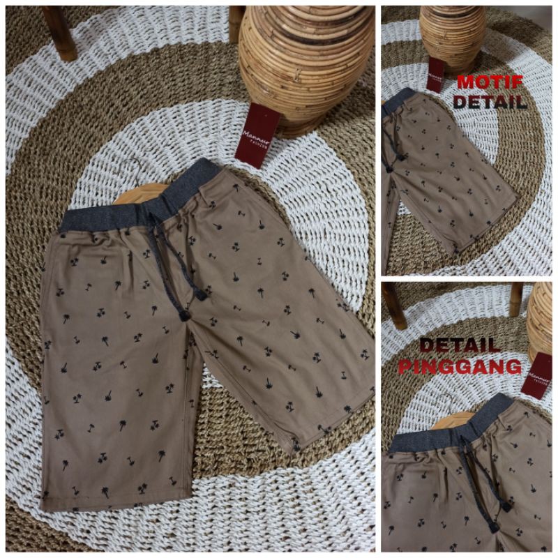 Celana Pendek Pria Cowok Dewasa Chino Motif Rip Karet Pinggang Kolor Chinos Katun