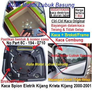 kaca spion eletrik original toyota kijang krista 2000 krista 2001 kijang 2000 kijang 2001 + breket