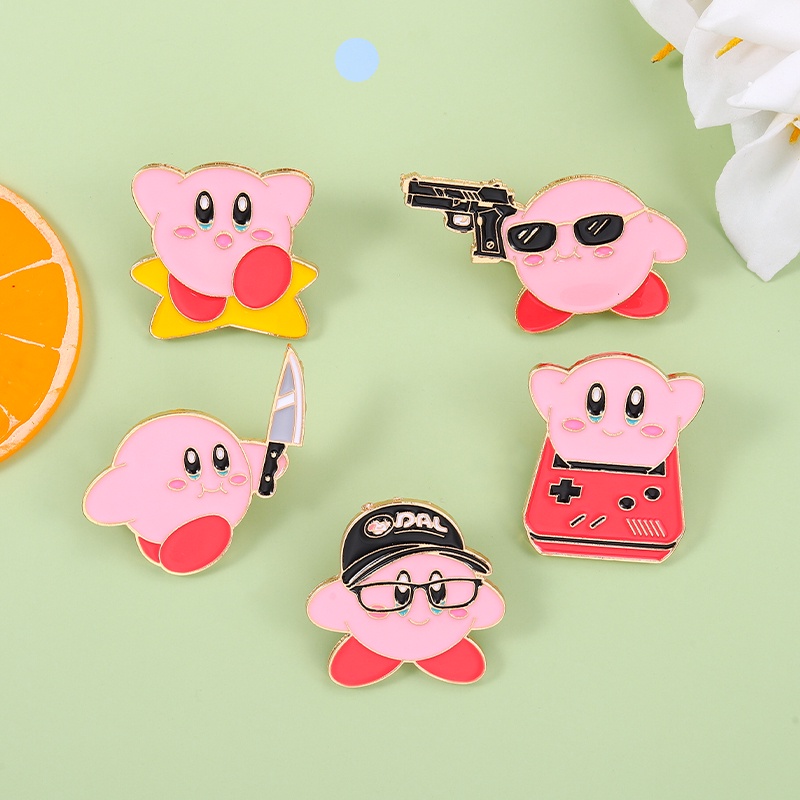 Bros Pin Desain Kartun Star Kirby Warna Pink Gaya Jepang Untuk Aksesoris Pasangan