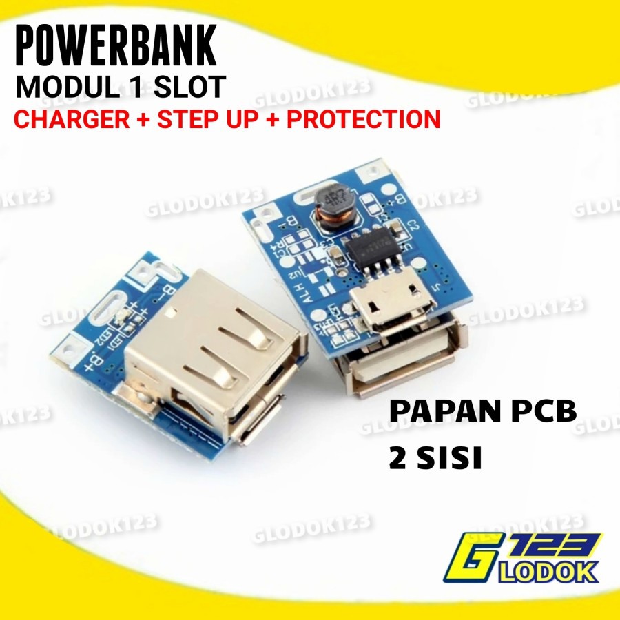 Modul Powerbank 1 Slot Multi Charger + Step Up + Protection 5V 1A Cas