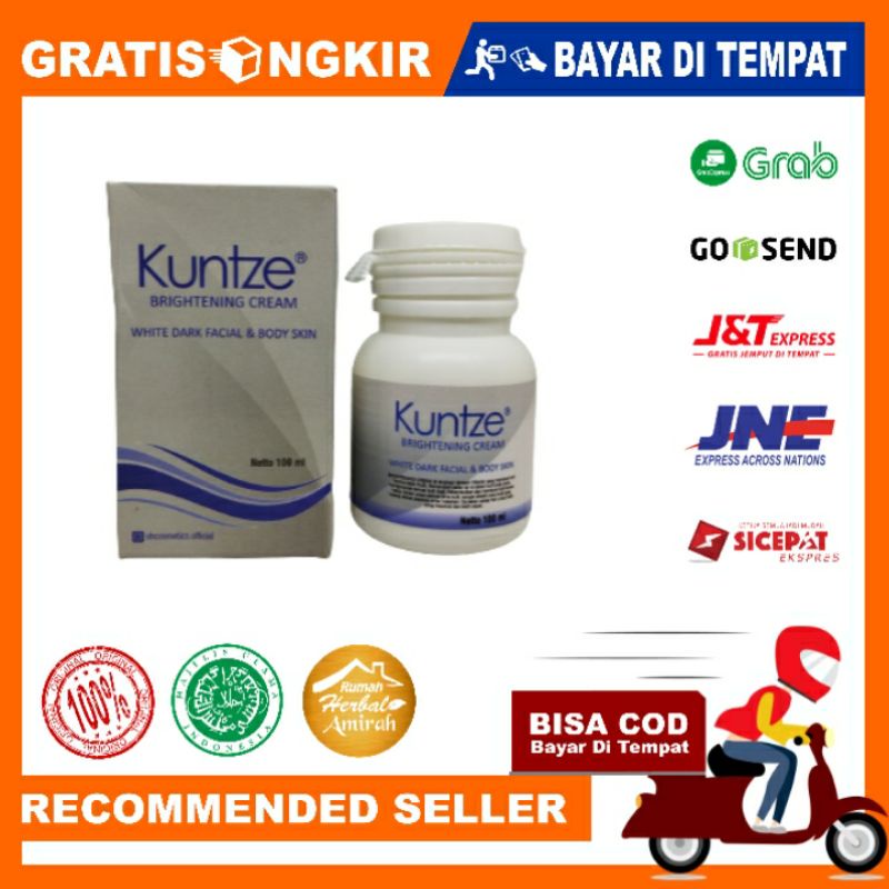 Kuntze Brightening Cream White Dark Facial &amp; Body Skin Melembutkan Kulit 100ml Original