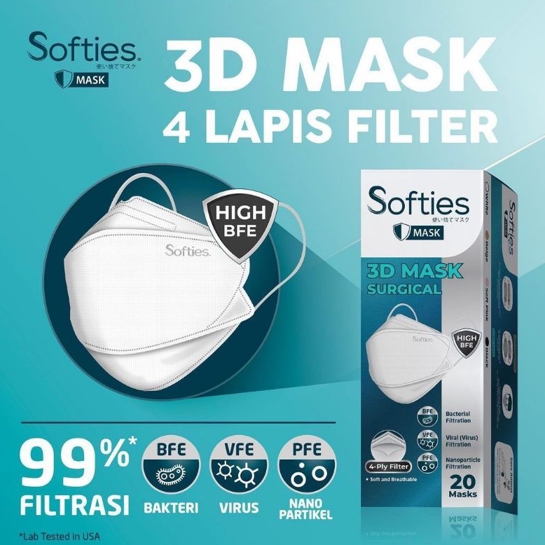 Masker Softies 3 D Mask Surgical 4 applay