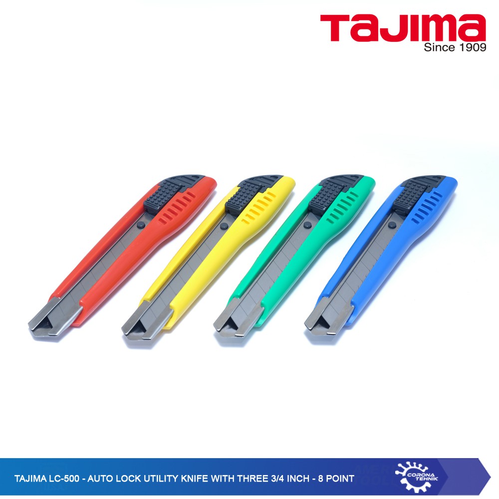 Tajima LC-500 - Auto Lock Utility Knife with Three 3/4 Inch - 8 Point