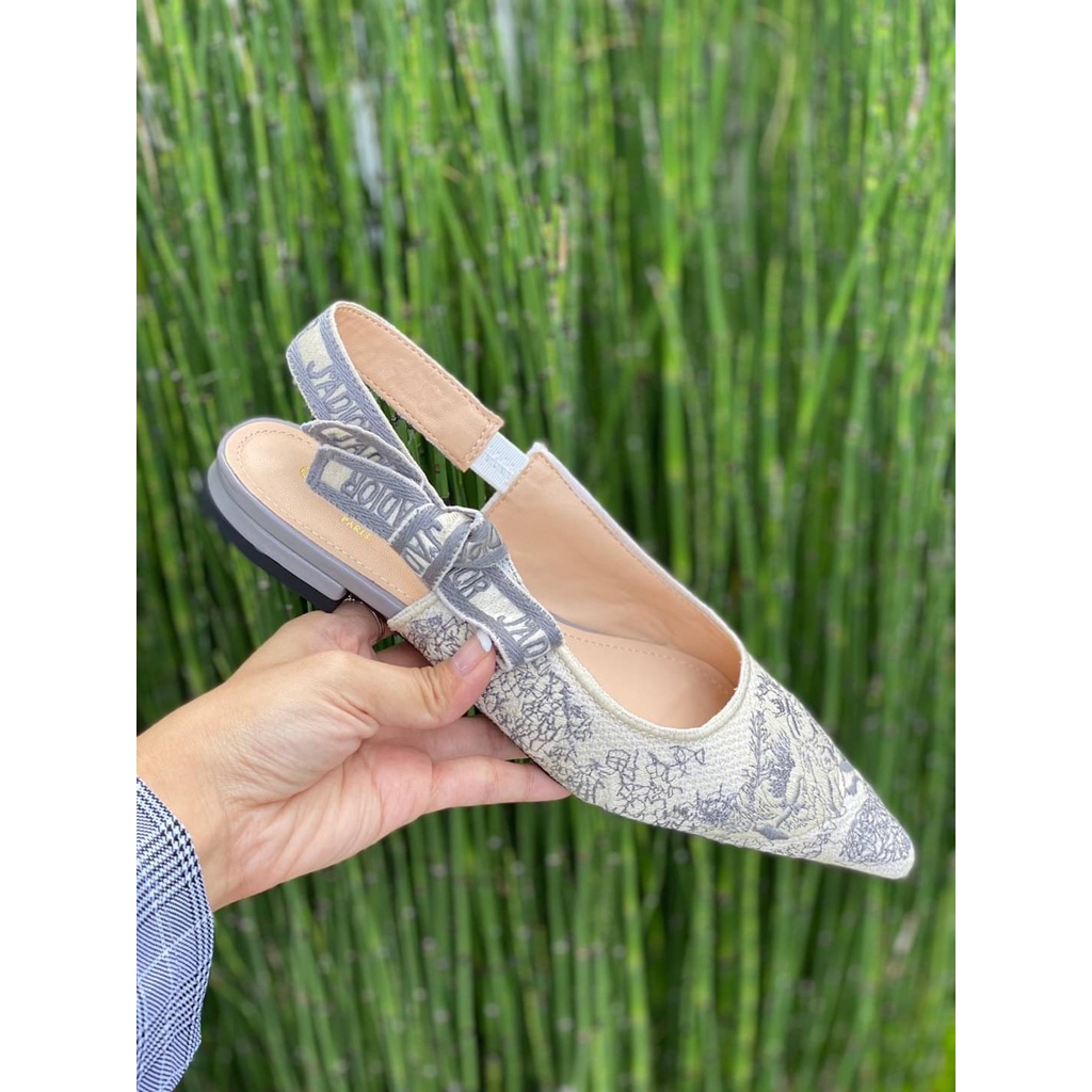 SEPATU WANITA DS011 EMBROIDER FLATS HEELS PREMIUM IMPORT