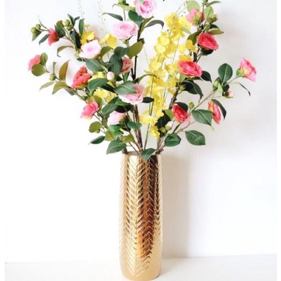 Vas Bunga Keramik Dekorasi Emas Rosy - Maldives