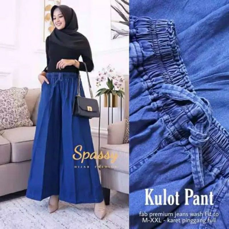 KULOT PANT SPASSY PINGGANG KARET Celana kulot denim / soft jeans