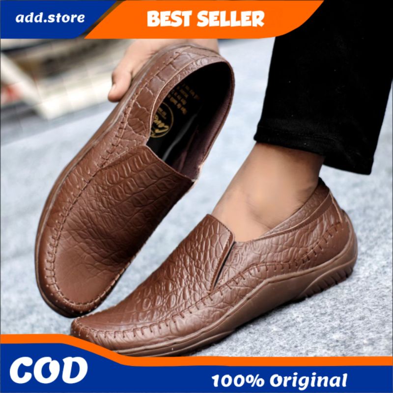 add Sepatu Slip On Pria Sepatu Pria Casual Sepatu Casual Hitam Kulit Asli