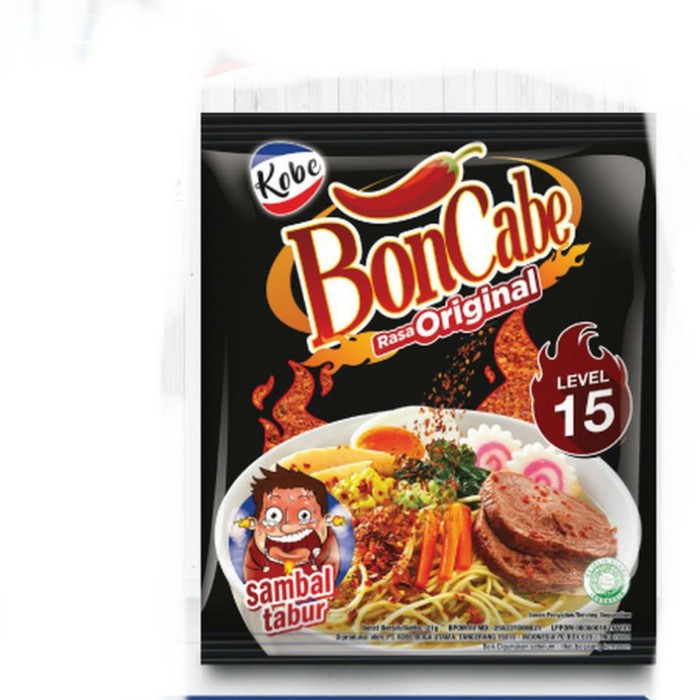 Kobe Bon Cabe Level 15 sachet Sambal Tabur Pedasnya Extreeem level 30 - level 15, 12 pcs