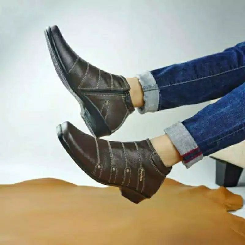 SEPATU BOOT WANITA BOOTS WANITA HAK PENDEK KULIT ASLI