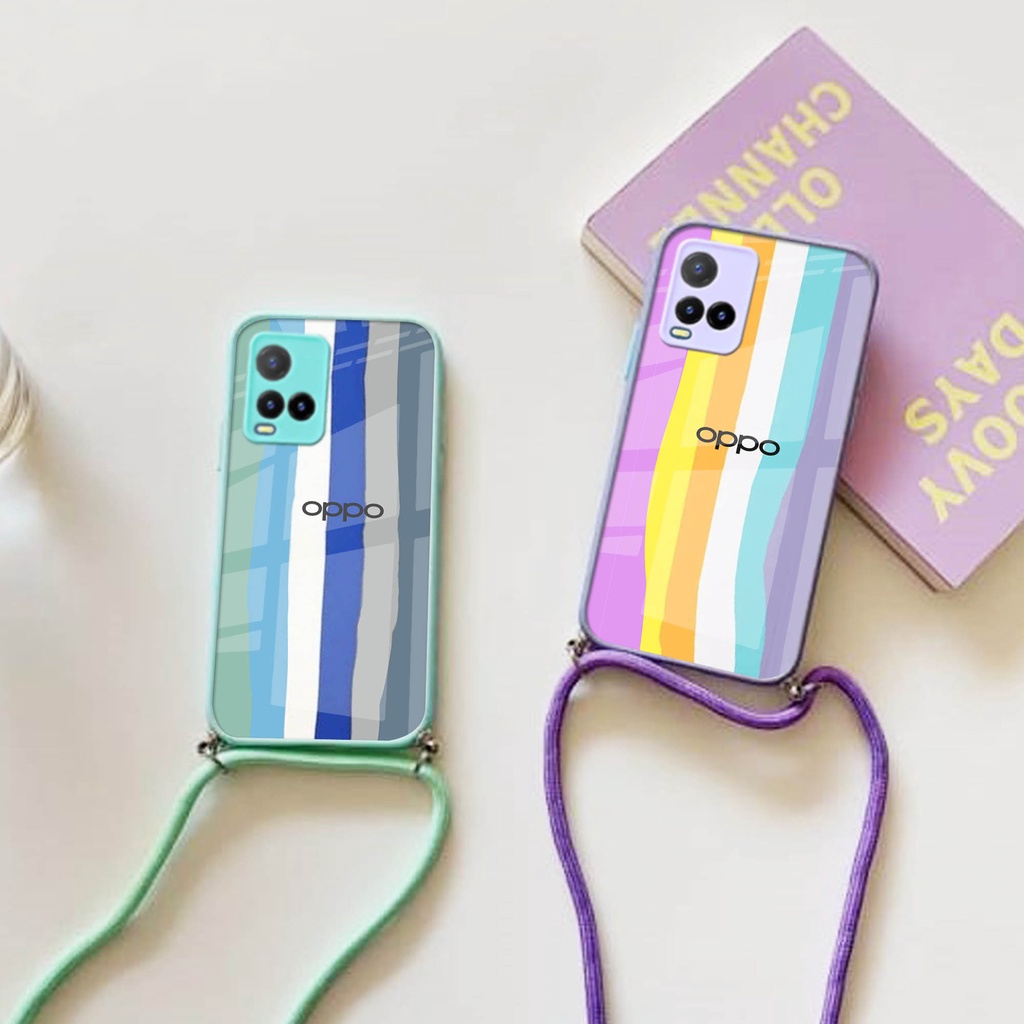 Jual [G07] SoftCase Kaca Tali Sling Lilac/Tosca Oppo A15 A15S A16 A16S