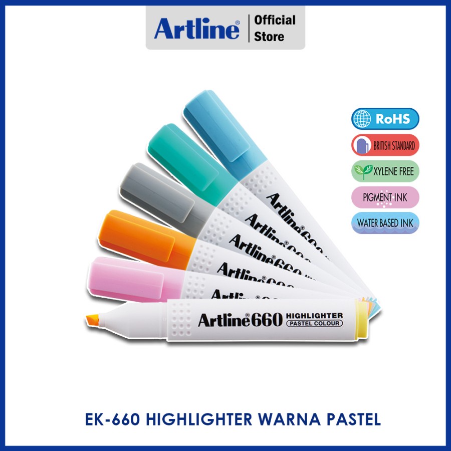 

Artline Spidol Highlighter Marker Penanda EK-660 Pastel Color