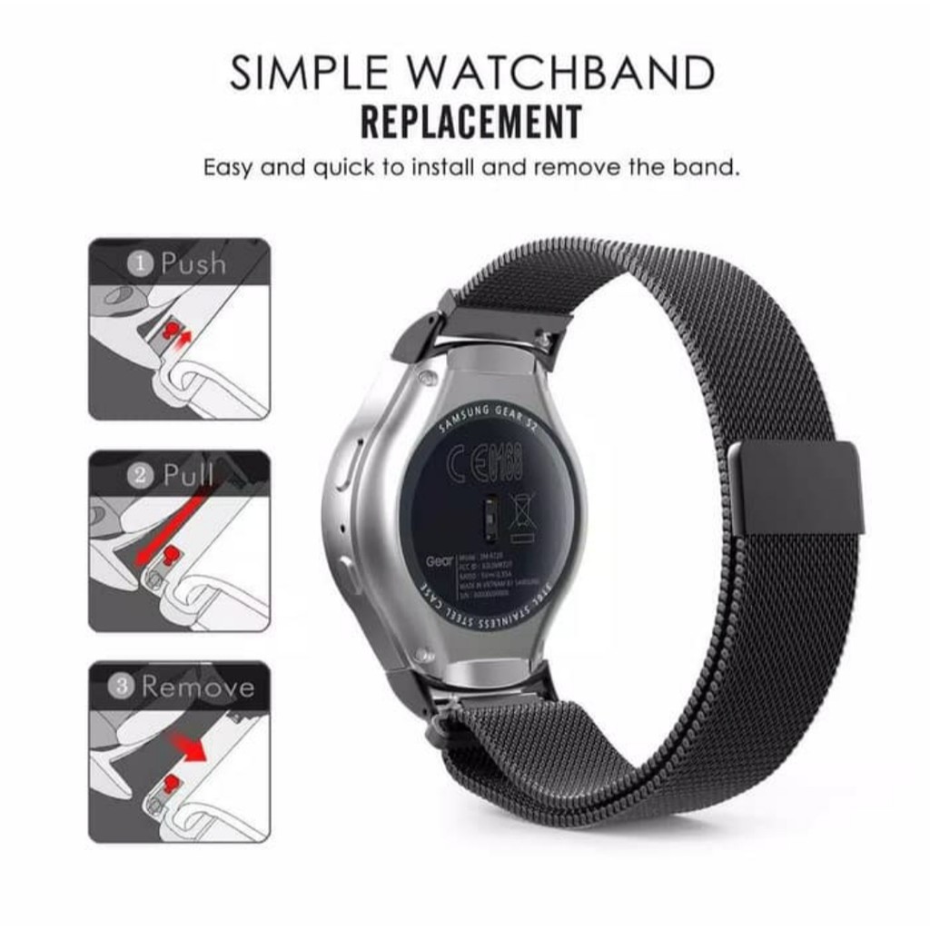 Milanese Loop Magnet Strap samsung galaxy watch 3 41mm 45mm Stainless 20mm 22mm tali jam