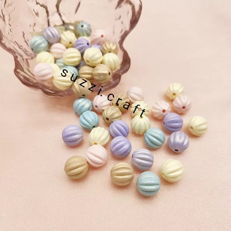 manik akrilik labu warna macaron mix size 11 mm
