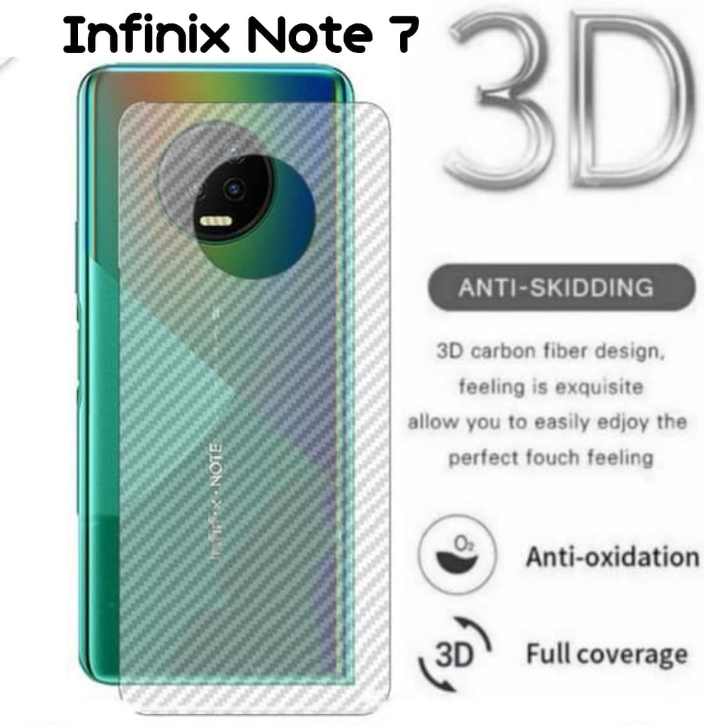 GARSKIN Sticker Carbon Infinix Hot 9 Play 6.82&quot; Skin Carbon Transparan Fiber Protection Back Sticker