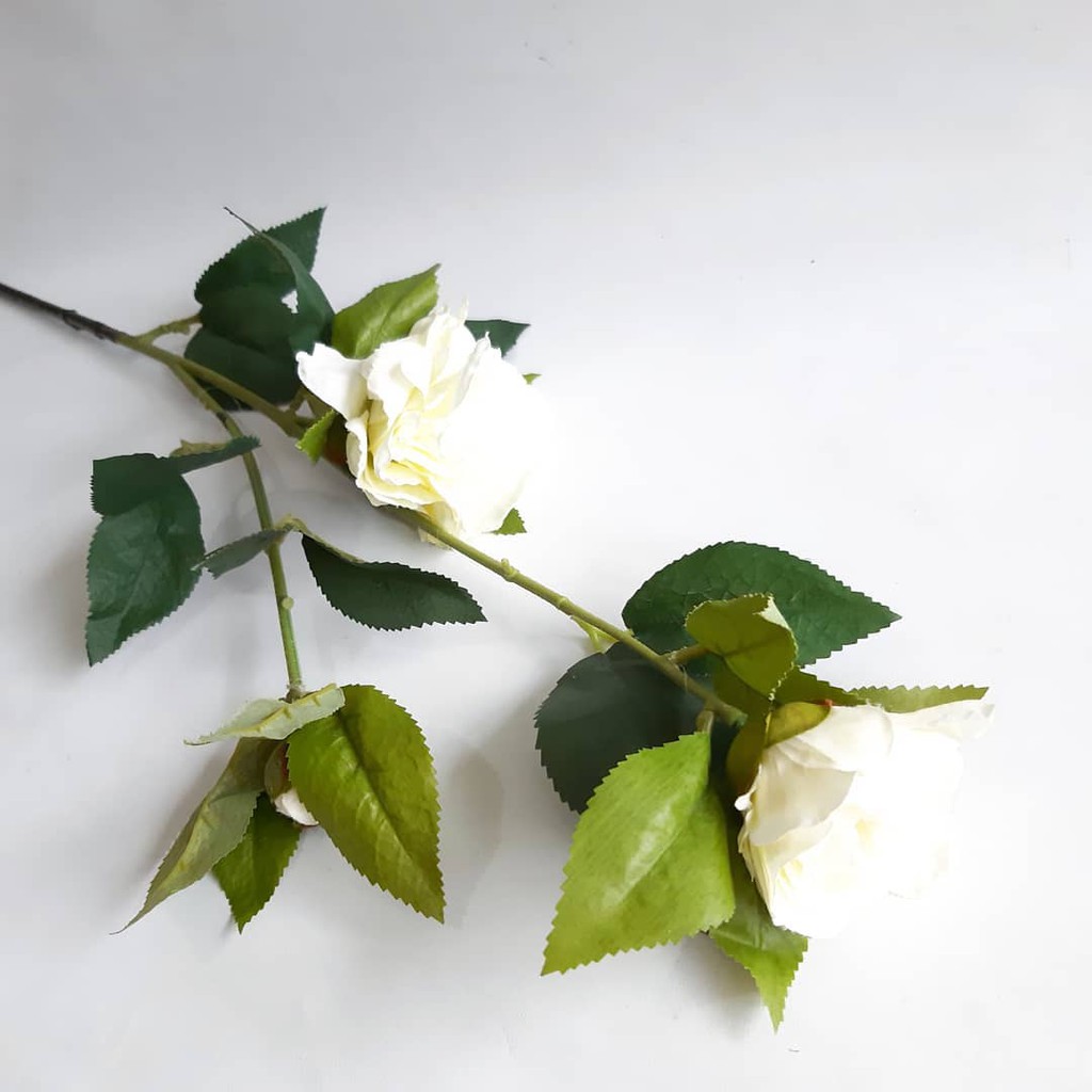 BUNGA MAWAR PUTIH TANGKAI PANJANG - bunga artificial /artifisial bunga plastik hiasan rumah
