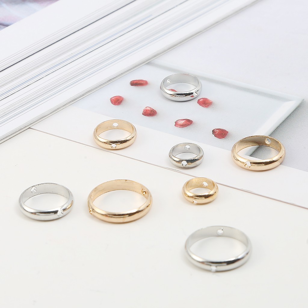 10pcs Manik-Manik Spacer Lubang Ganda Ukuran 6/8/10/12mm Untuk Membuat Perhiasan Gelang Diy