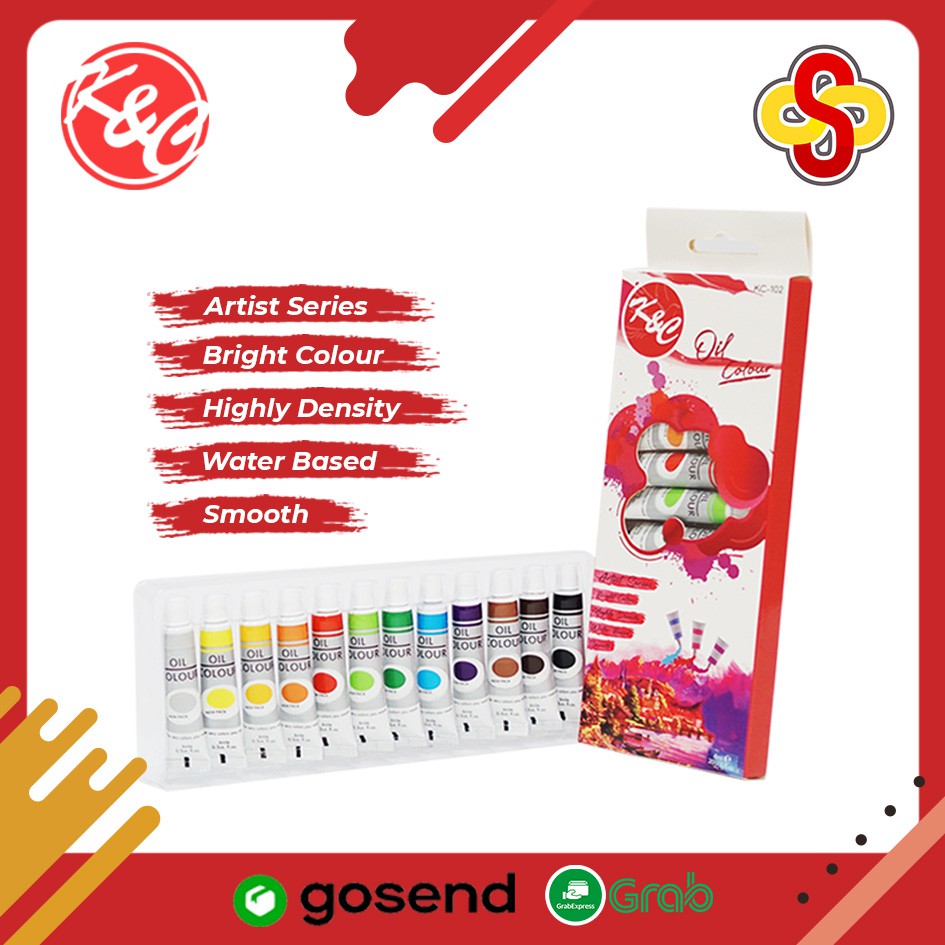 Cat Minyak / Oil Colour K&amp;C Tube 6 ml 12 Warna