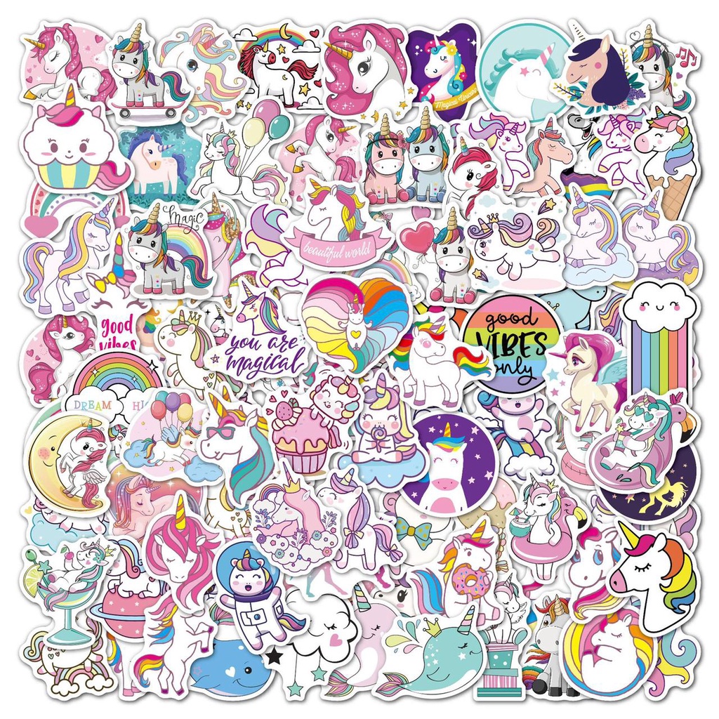 20PCS/ 50PCS STIKER LUCU STICKER KARAKTER KIRBY UNICORN HELLOKITTY KUROMI PUSHEENCAT PETTER RABIT