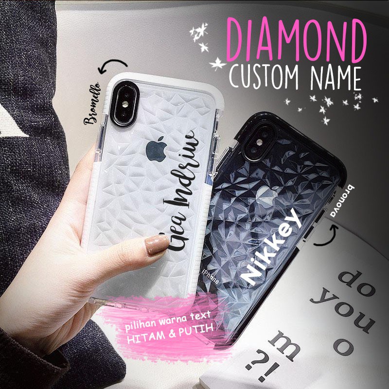 Diamond Softcase Custom Nama Iphone 12 pro Oppo a12 a3s a5s a7 Samsung a11 a10 a50 Vivo Xiaomi Realm