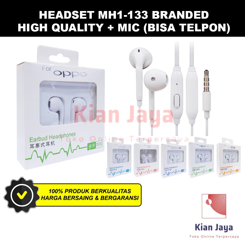 Headset Handphone Branded MH1-133 Earphone Headphone handset Mic