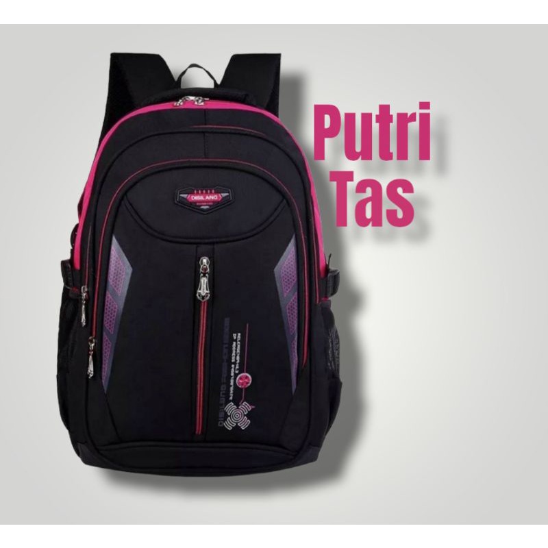 tas ransel sekolah pria wanita motif silang