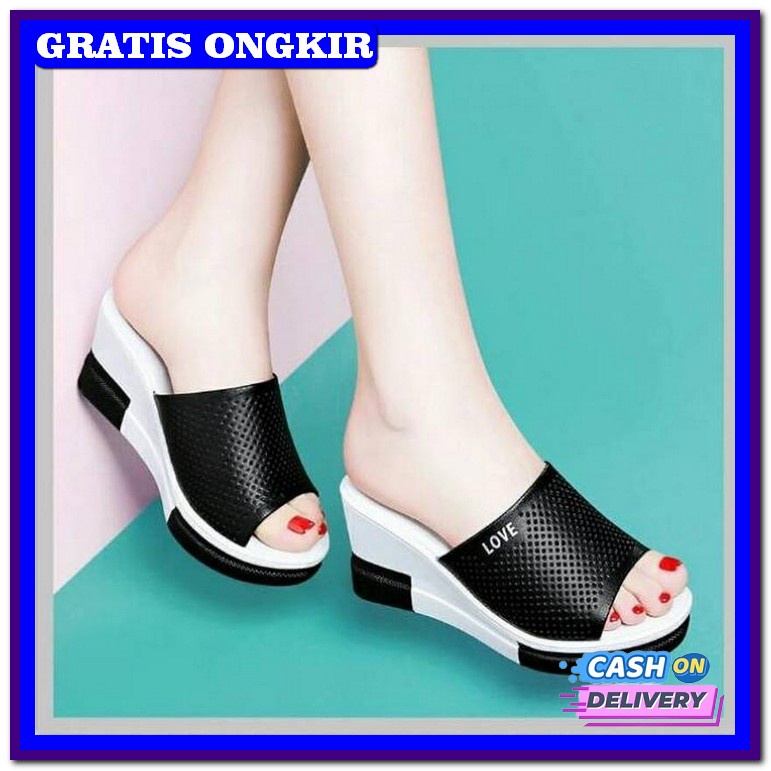 Sandal Weges Cewe Korea Sendal Wages Widges Cewek Wejes Import Sandal Wedges Laser Wanita Bah