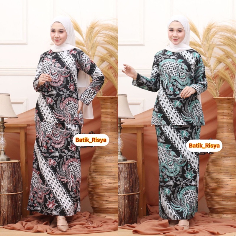 ROK DAN BLUS SETELAN LENGKAP BATIK RNB ORIGINAL MODERN SIZE M L XL MOTIF PISCES