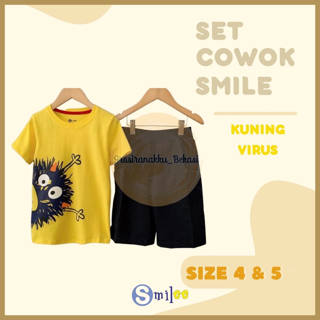 Setelan Anak Cowo Kuning Virus Size 4&amp;5tahun Murah