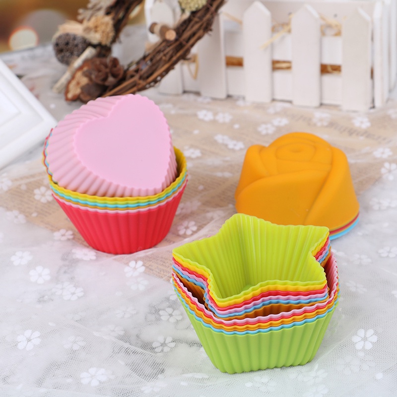 Sunshine 6pcs Cetakan Cupcake / Muffin Bahan Silikon Anti Lengket Tahan Panas