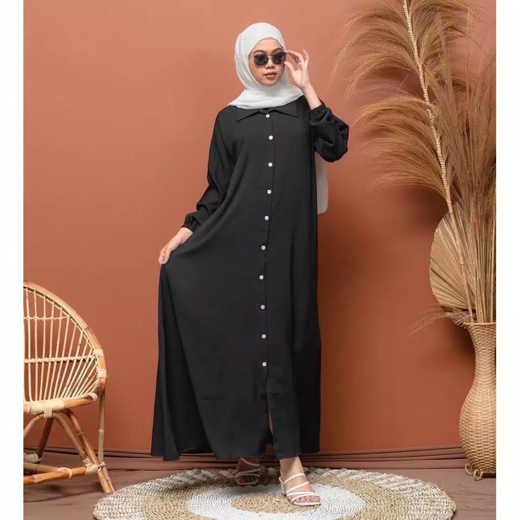 Baju gamis wanita terbaru gamis Dewasa kekinian modern 2021 wanita dress Nidia full kancing maxy