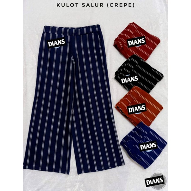 Kulot Crepe Motif Salur Termurah Best Seller | Celana Kulot Salur Panjang