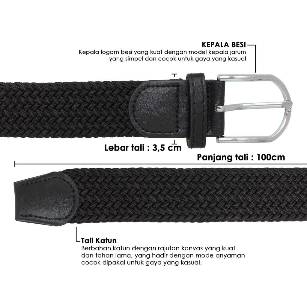 IKAT PINGGANG PRIA IKAT PINGGANG WANITA SABUK UNISEX TALI RAJUTAN KANVAS GESPER BELT AKSESORIS FASHION