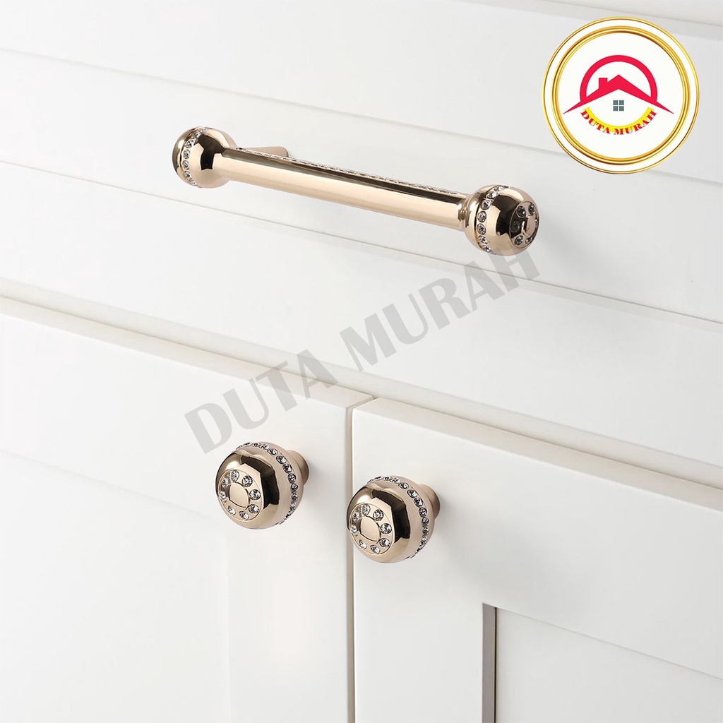 Handle Kristal Handle Bling-Bling Handle Gold &amp; Silver Tarikan Laci Pintu Lemari 96 mm 1927 Tarikan Laci Minimalis