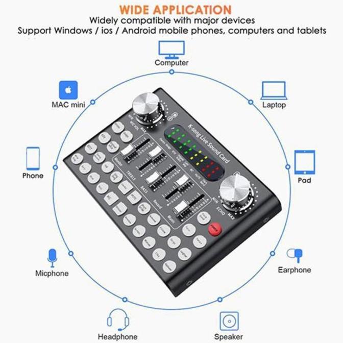 F9 Live Soundcard Bluetooth Audio Mixer Set Amplifier Live Broadcast