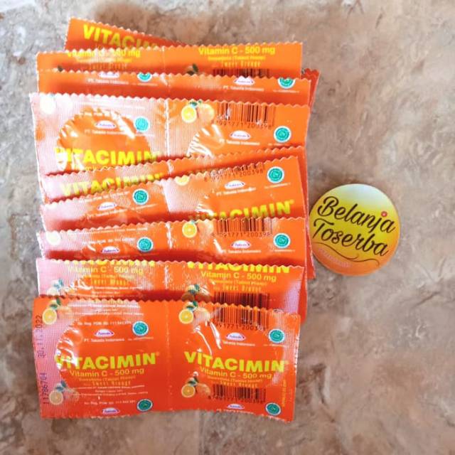 Vitacimin / Vicee Strip (2 tablet) / Vitamin C Lemon /Jeruk / Orange / Tablet imun Hisap 500mg