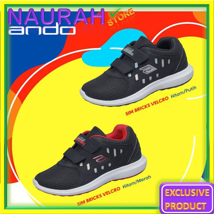 SEPATU ANDO BRICKS MAGNET &amp; VELCRO ORIGINAL MURAH SEPATU ANAK SEKOLAH PAUD TK SD KUALITAS IMPORT